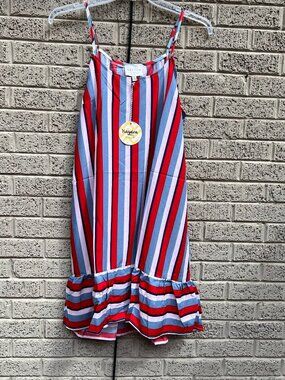 Hayden LA Striped Ruffle Hem Midi Dress NWT Large